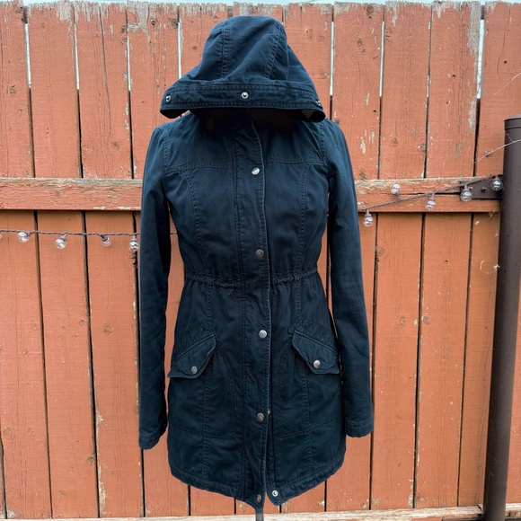 Y2K Hollister Navy Parka-Style Sherpa Lined Jacket - Picture 2 of 12